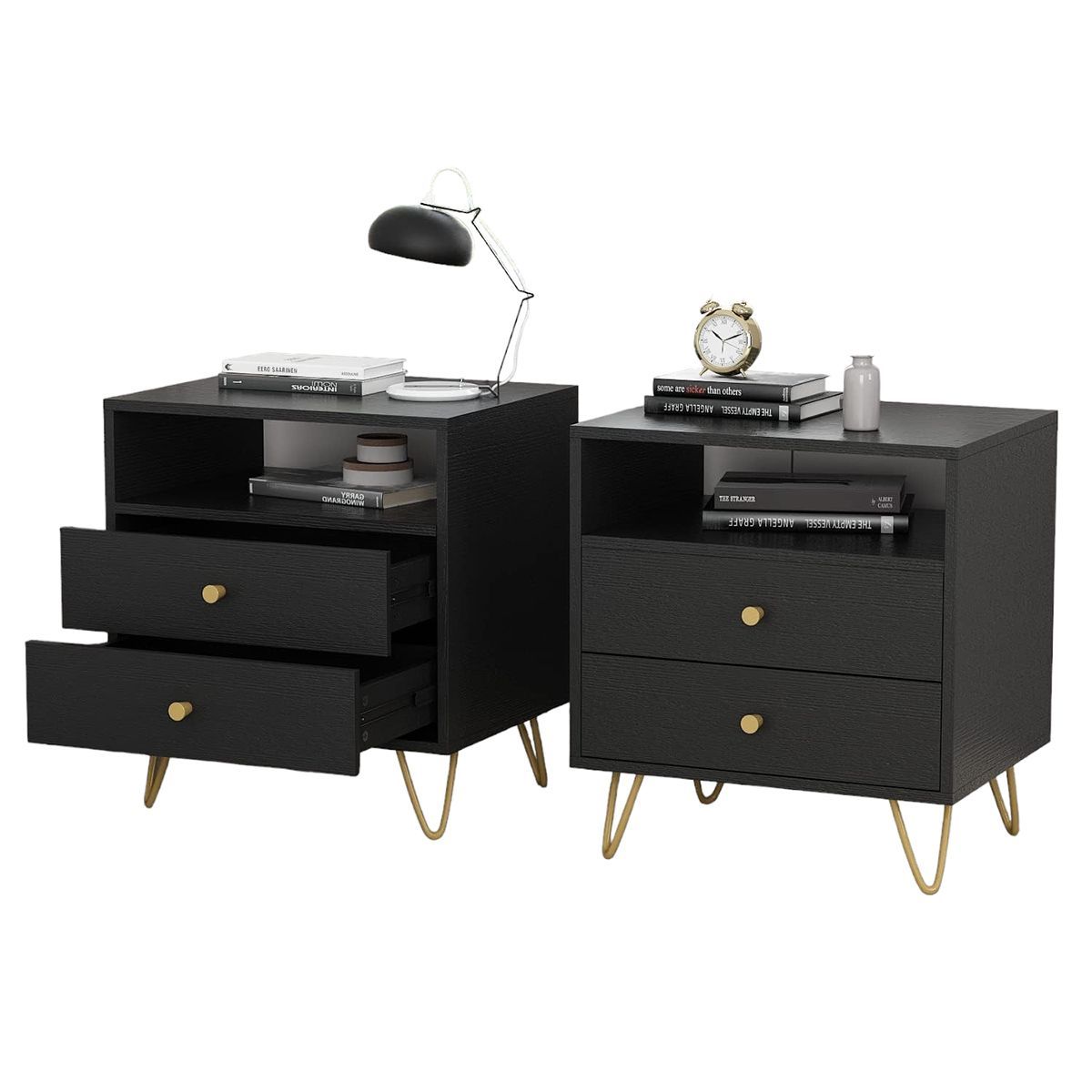 GENERICO - Velador Mesa De Noche Armado Gus 2 Unid. Color Wengue - Gaudi