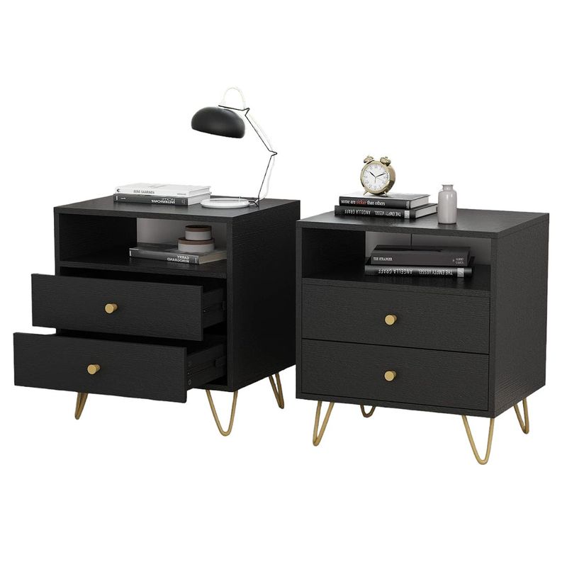 GENERICO - Velador Mesa De Noche Armado Gus 2 Unid. Color Wengue - Gaudi