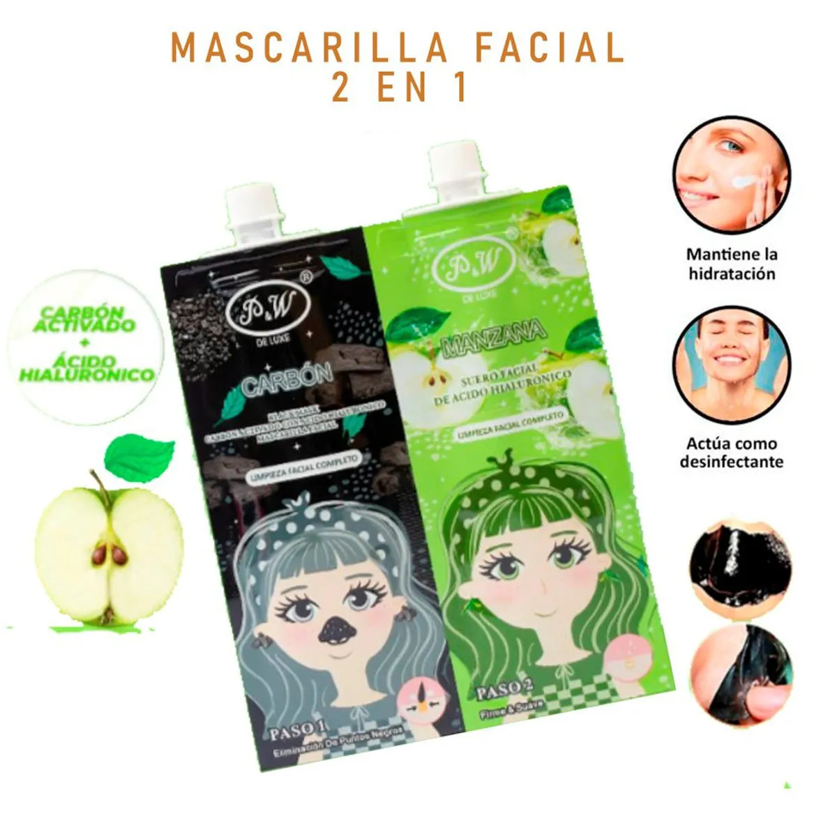 GENERICO - Pack Sachet Mascarilla de Carbon y Ácido Hialurónico