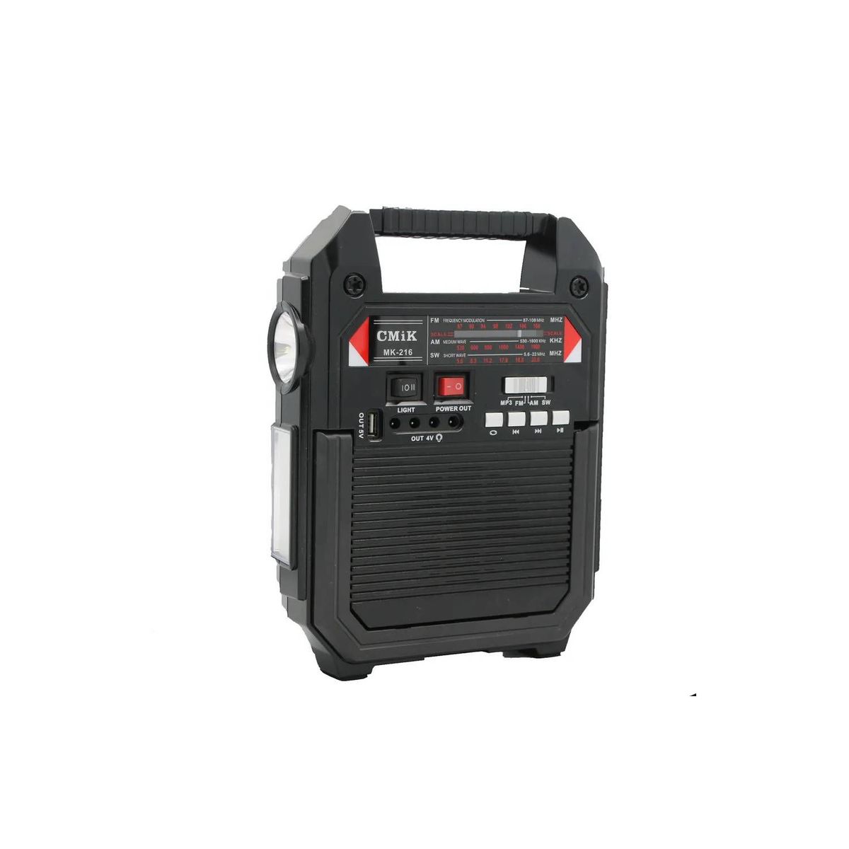 GENERICO - Parlante Bluetooth Radio FM Panel Solar + 3 Focos + Linterna + Lampara