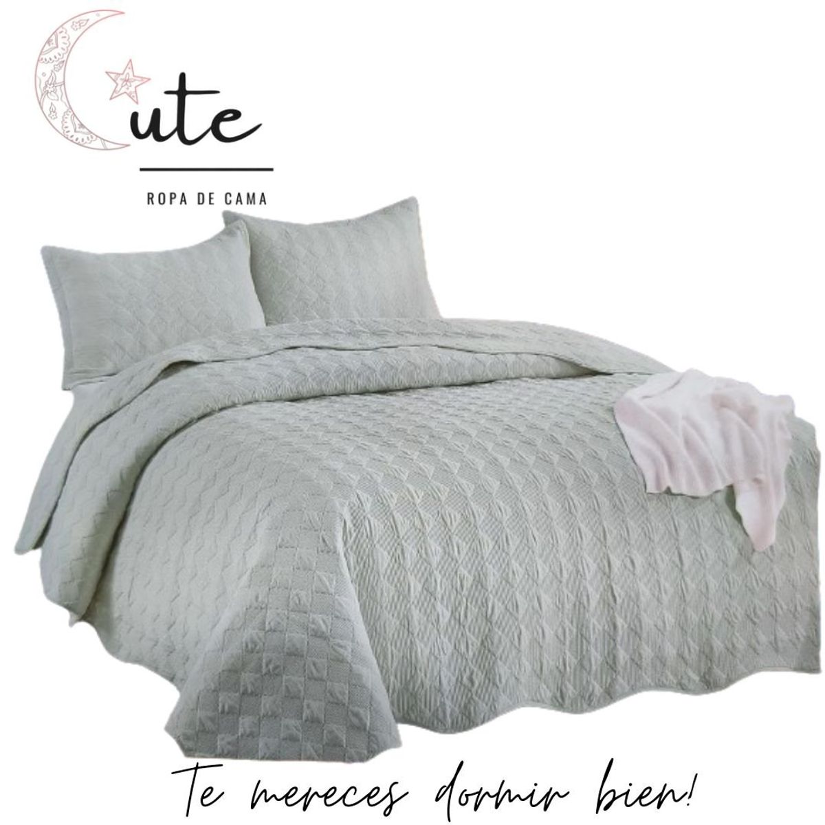 CUTE - CUBRECAMA COLOR ENTERO KING SIZE