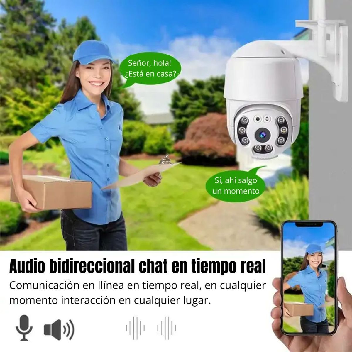 Camara de Seguridad Wifi Full HD para Exterior con Alarma y Sensor Movimiento A6, marca GENERICO - Foto 2