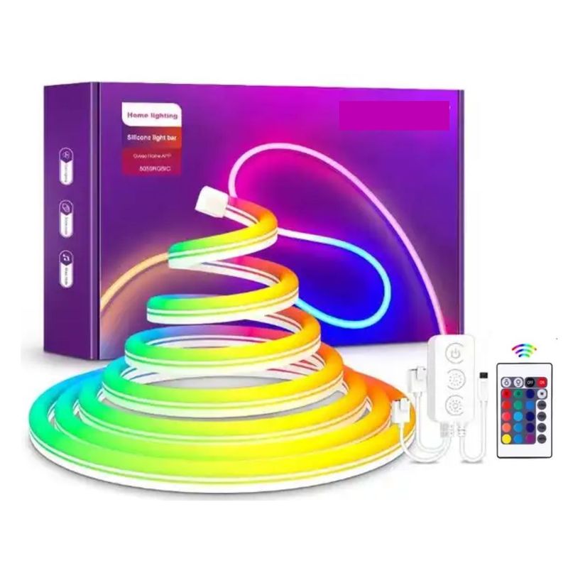 GENERICO - Cinta Luz de Neón LED 12V 5 Metros RGB Silicona Impermeable