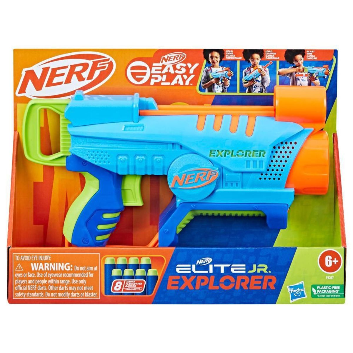 NERF - Lanzador Nerf Elite Junior Explorer + 8 Dardos Elite