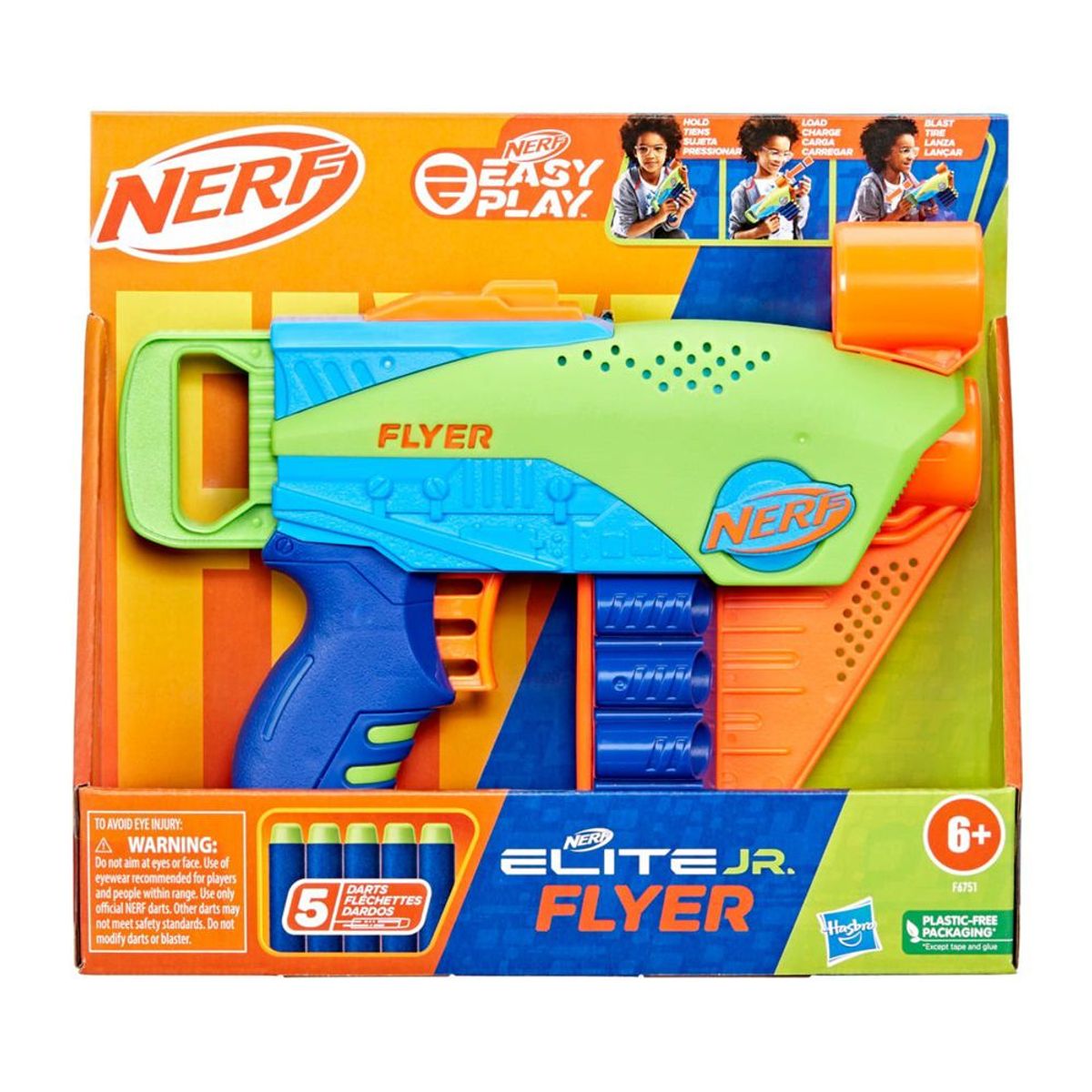 NERF - Lanzador Nerf Elite Junior Flyer + 5 Dardos Elite