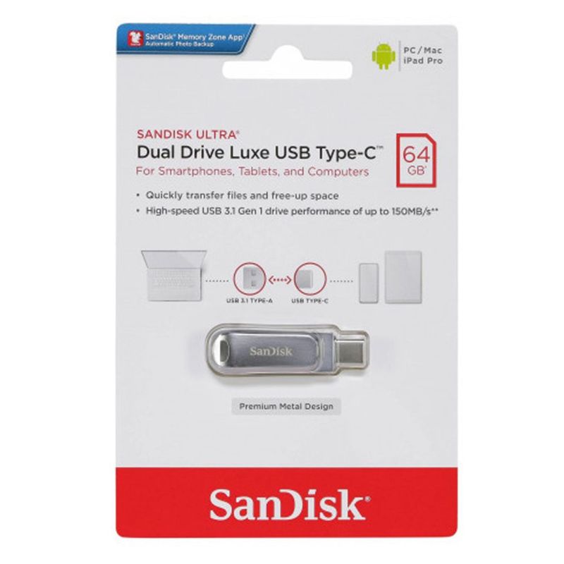 SANDISK - Memoria USB Sandisk Ultra Dual Drive Luxe 64GB 3.1 Tipo C