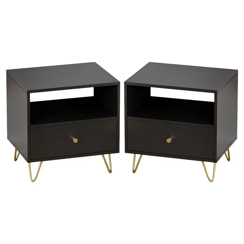 GENERICO - Velador Mesa De Noche Armado Daila 2 Unid. Color Wengue - Gaudi