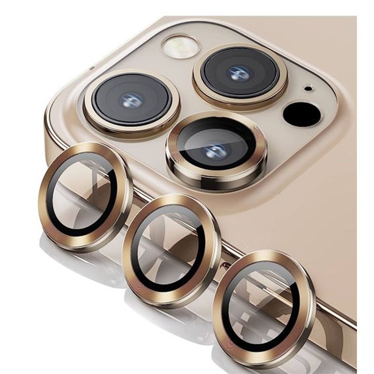 GENERICO - Protector de Cámara Metal Individual para iPhone 13 Pro Max - Dorado