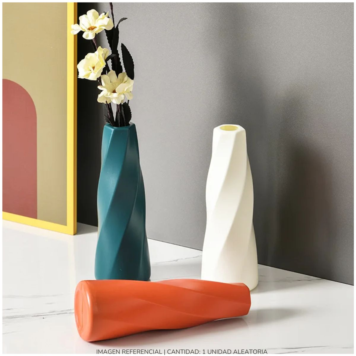 INSPIRA MARKET - Florero jarrón decorativo espiral aleatorio