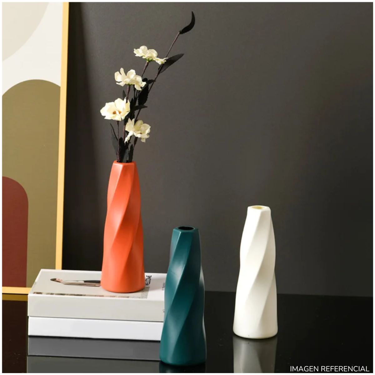 INSPIRA MARKET - Florero jarrón decorativo espiral aleatorio