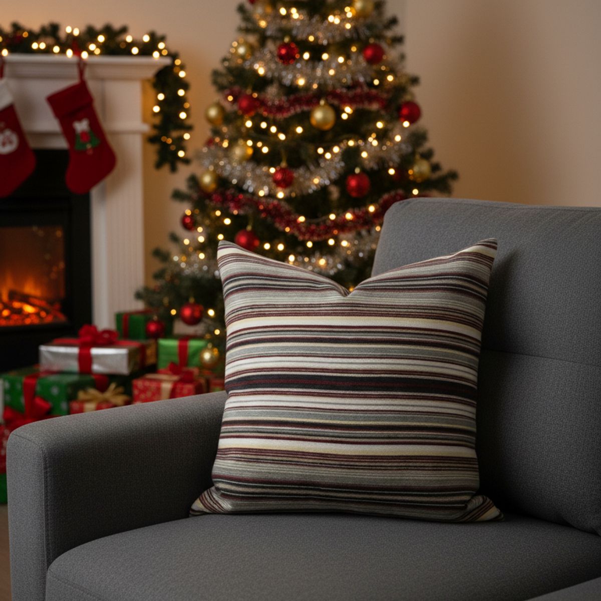 GENERICO - COJIN DECORATIVO NAVIDEÑO FORMATO 0.45X0.45 CM DE TELA CODIGO A 80