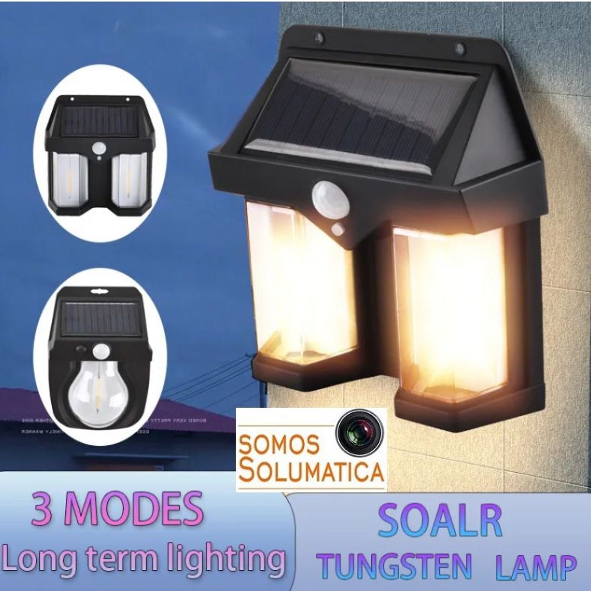 SEISA - Lampara Luz Solar Foco - Autoencedido -  Con Sensor De Movimiento