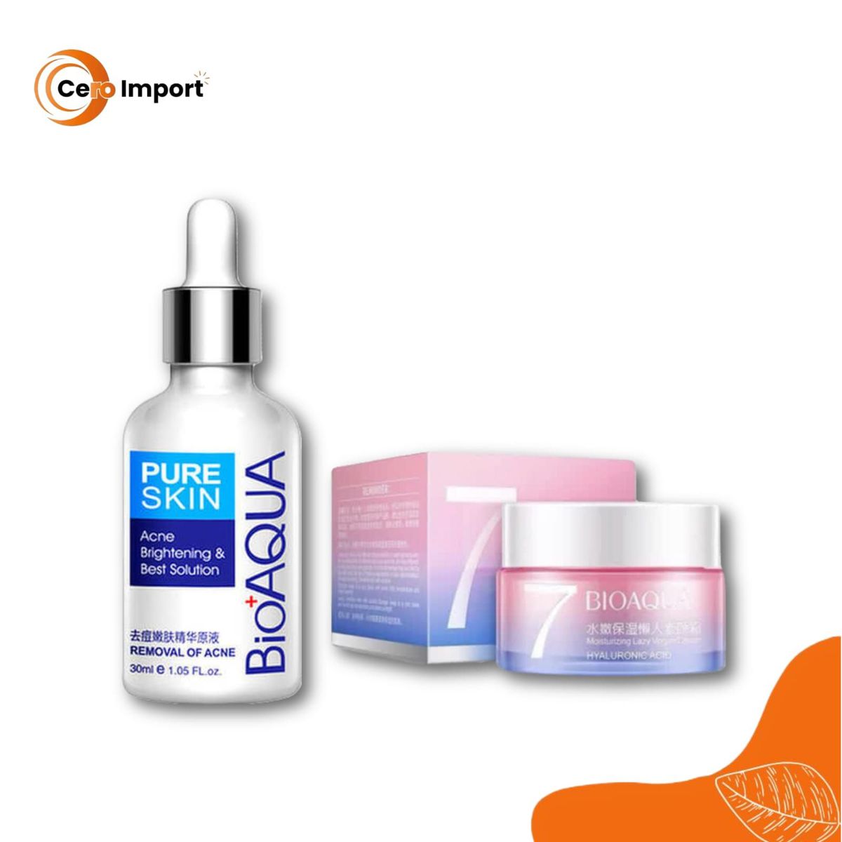 BIOAQUA - Pack Serum anti acné Pure Skin y Crema Blanqueadora V7- BIOAQUA