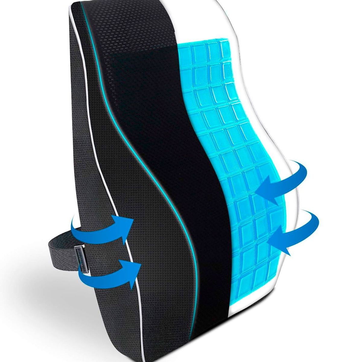PERUMASSAGE - Respaldar Lumbar con Gel y Funda color Negro Premium