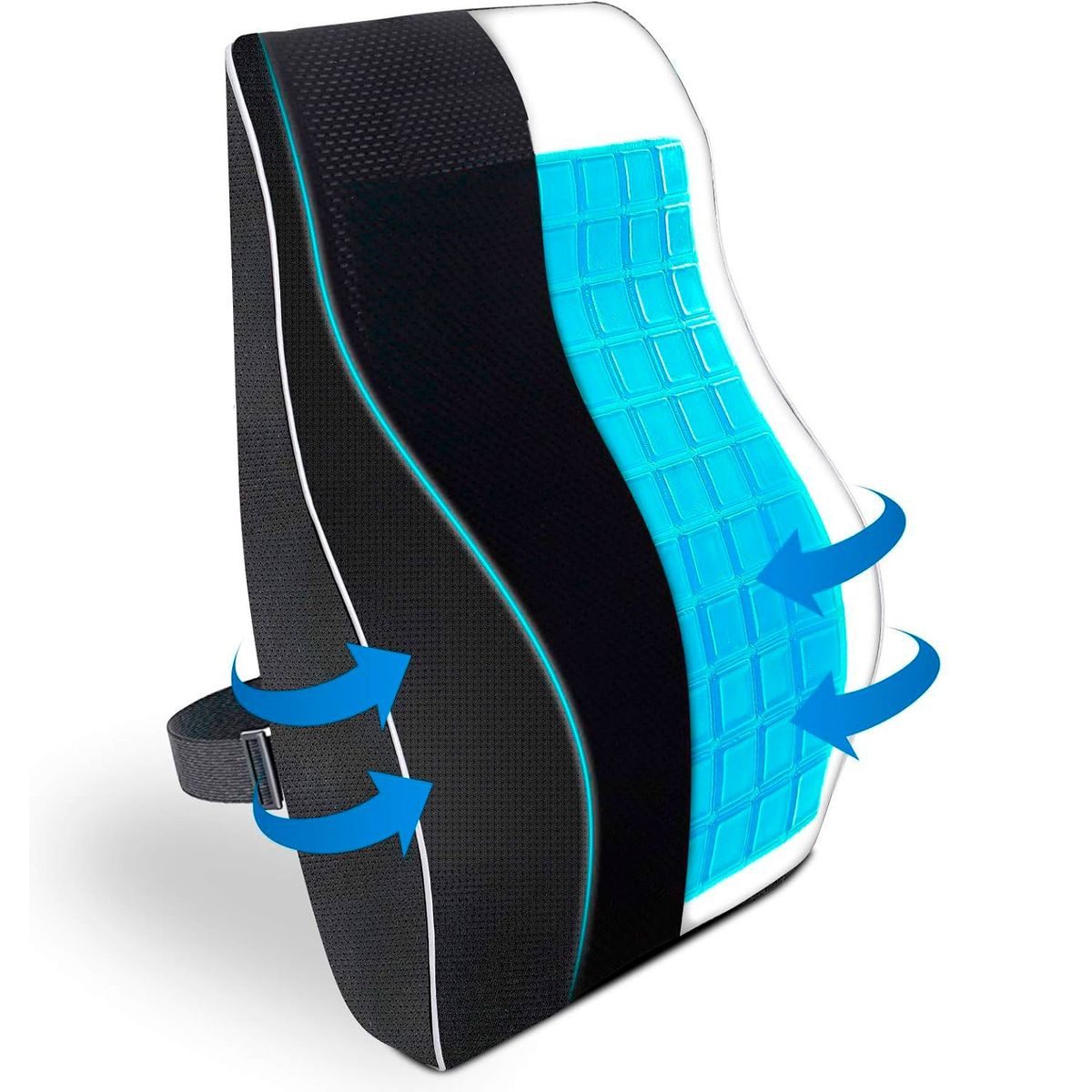 PERUMASSAGE - Respaldar Lumbar con Gel y Funda color Negro Premium
