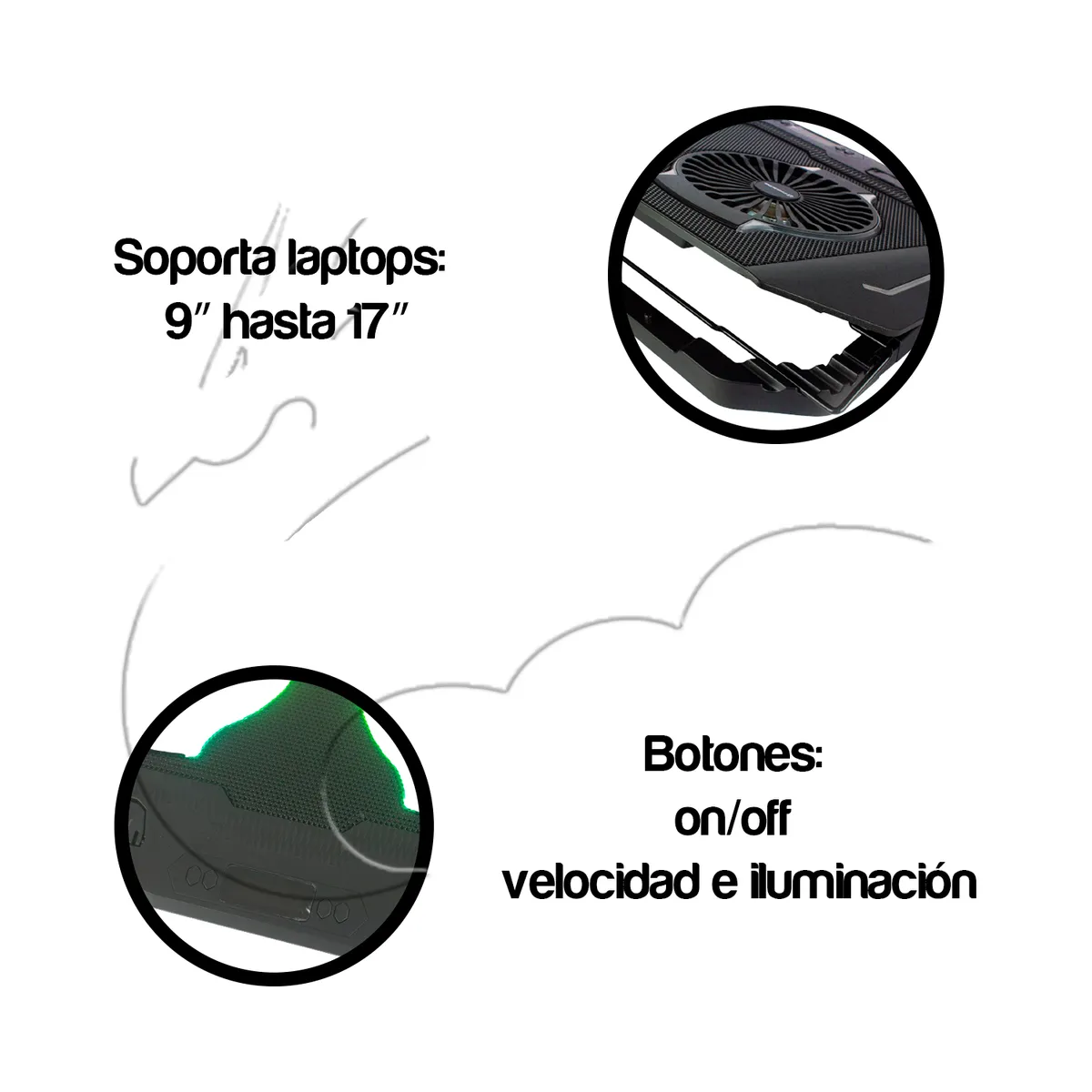 HALION - Cooler Para Laptop Gamer Rgb Cybercol Ha-n10