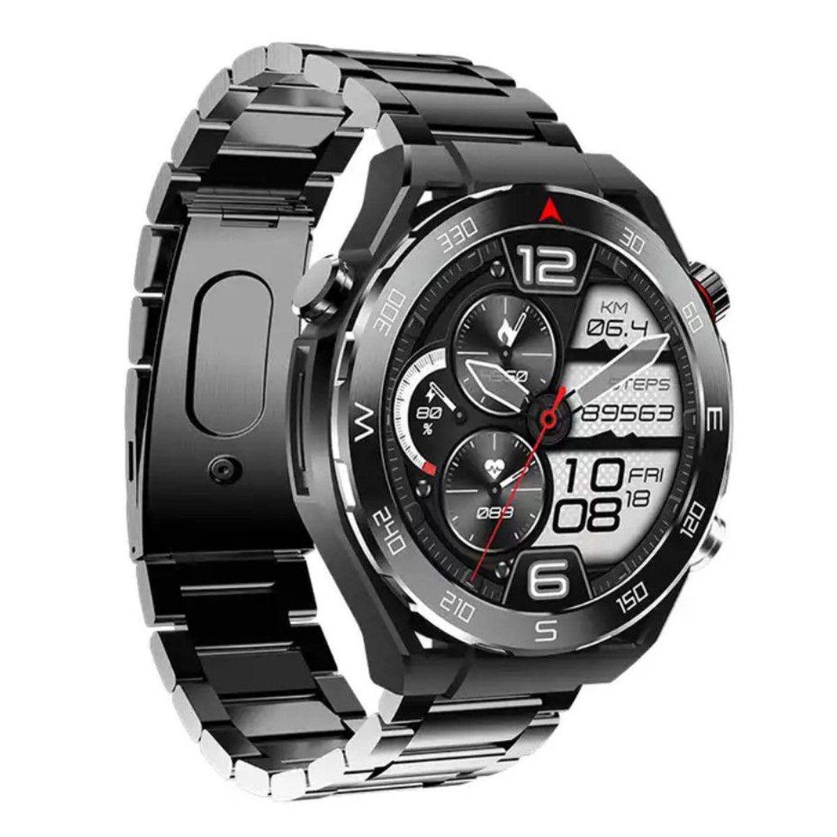 GENERICO - SMARTWATCH HW5 ULTIMATE NEGRO - Correa Metal y 2 Correa de repuesto