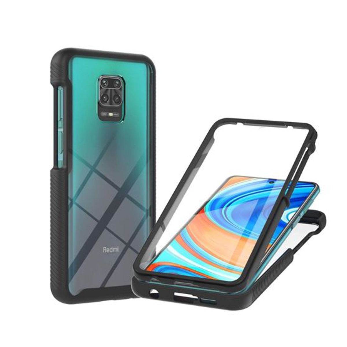 GENERICO - Funda 360° Tpu Rugger Xioami Redmi Note 9s/Note 9 Pro - Negro
