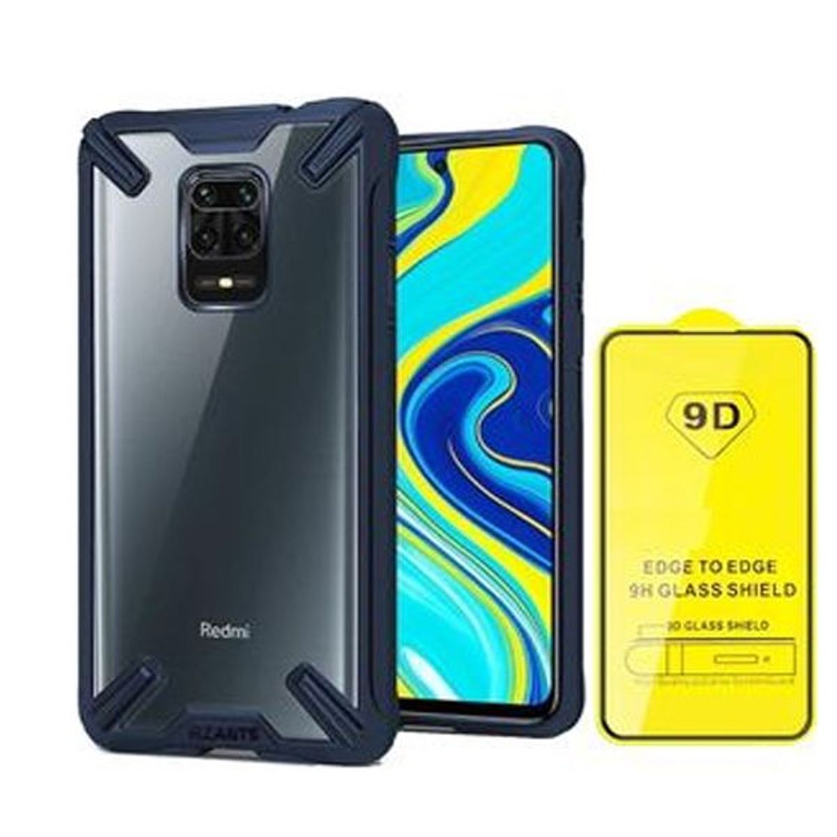 GENERICO - Case Rzants + Vidrio9H para Xiaomi Redmi Note 9s/ Note 9 Pro Azul