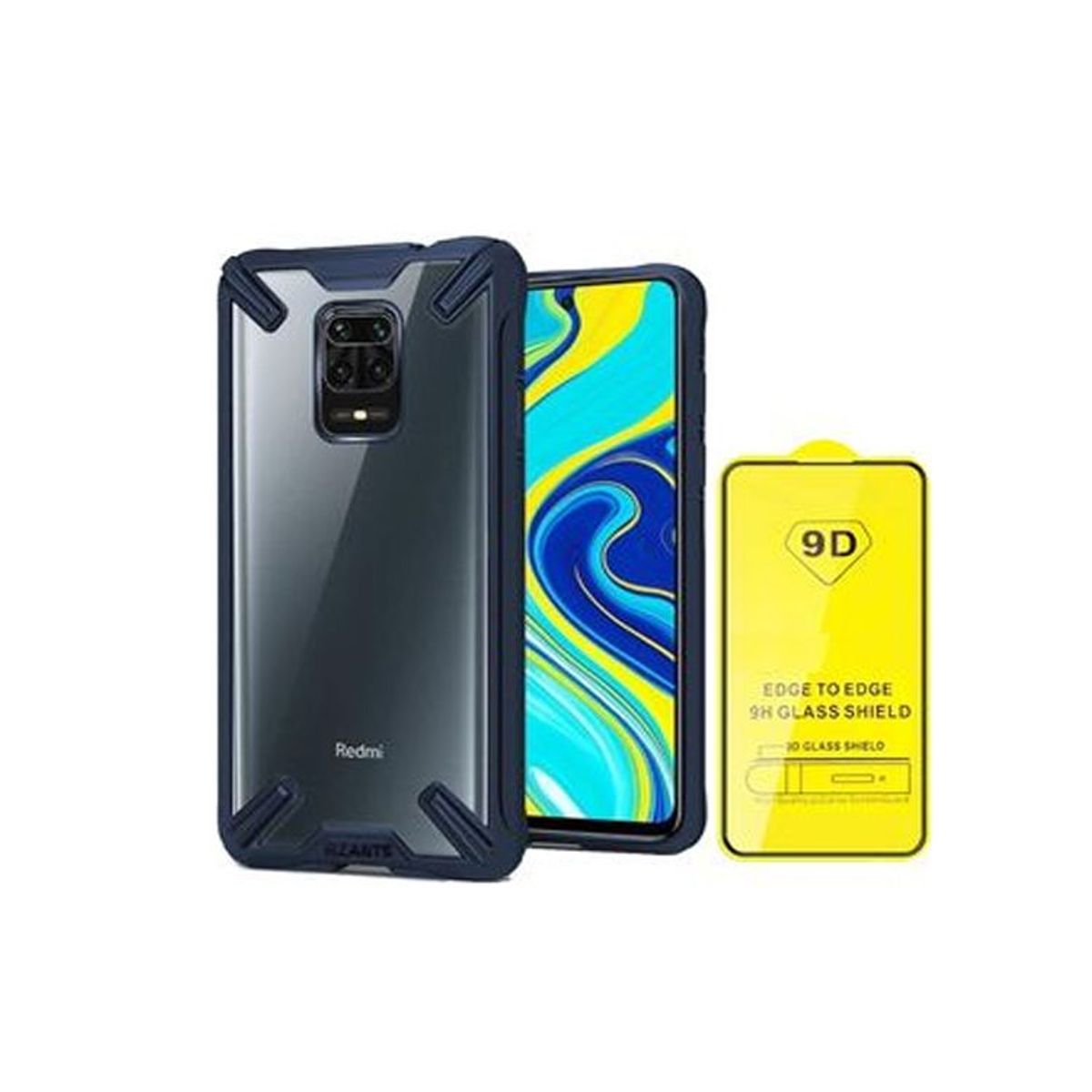 GENERICO - Case Rzants + Vidrio9H para Xiaomi Redmi Note 9s/ Note 9 Pro Azul