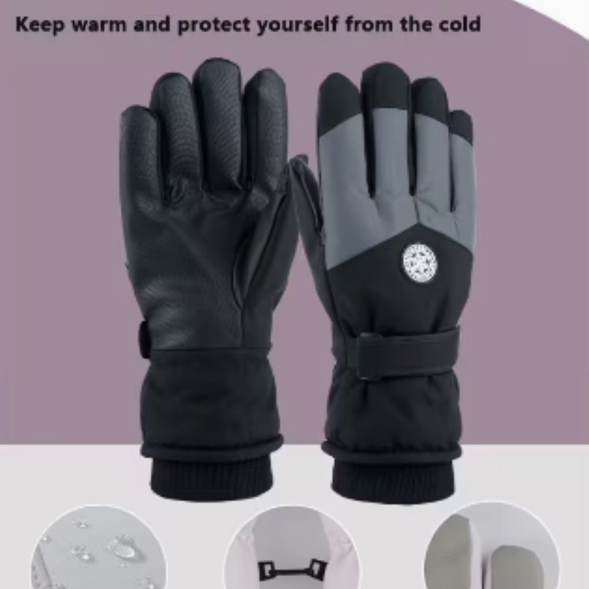 GENERICO - Guantes Termicos de Moto para el Invierno Frio Tactiles - Negro