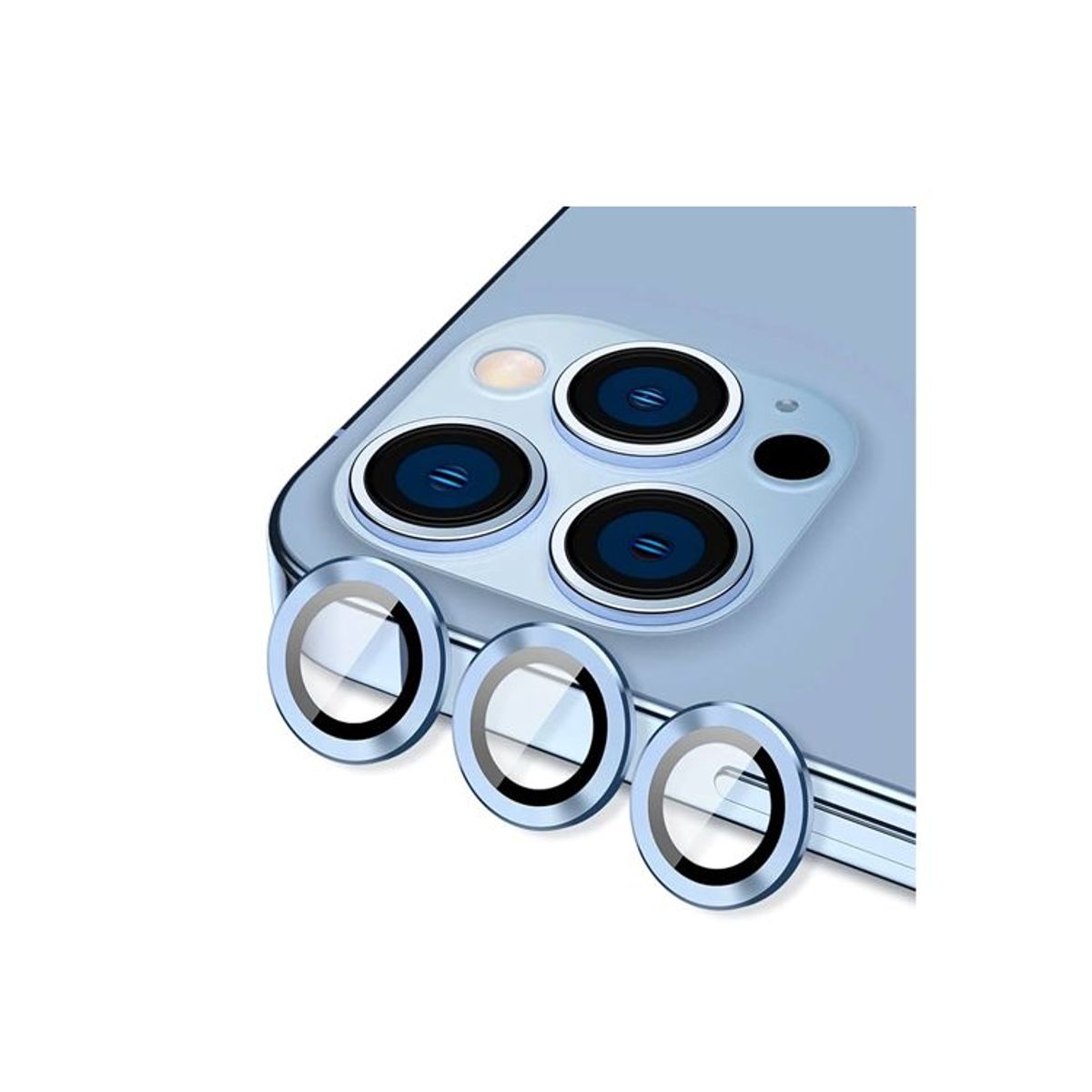 GENERICO - Protector de Cámara Metal Individual para iPhone 13 Pro Max - Celeste