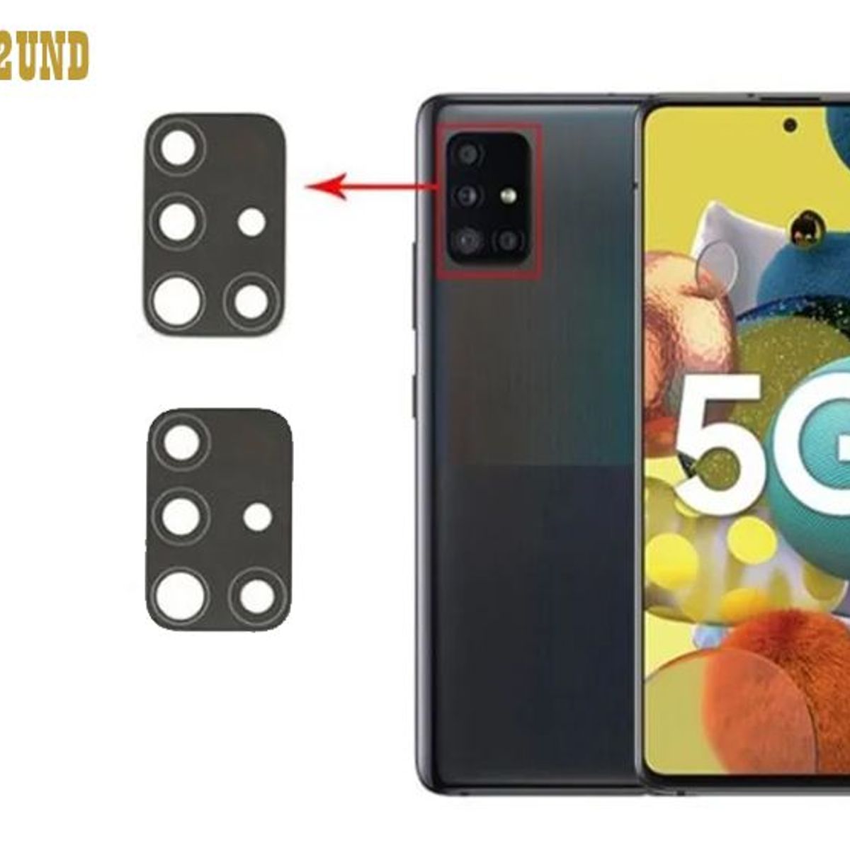 GENERICO - Pack X2 Micas Protector para Lente de Cámara Samsung A51 - Negro