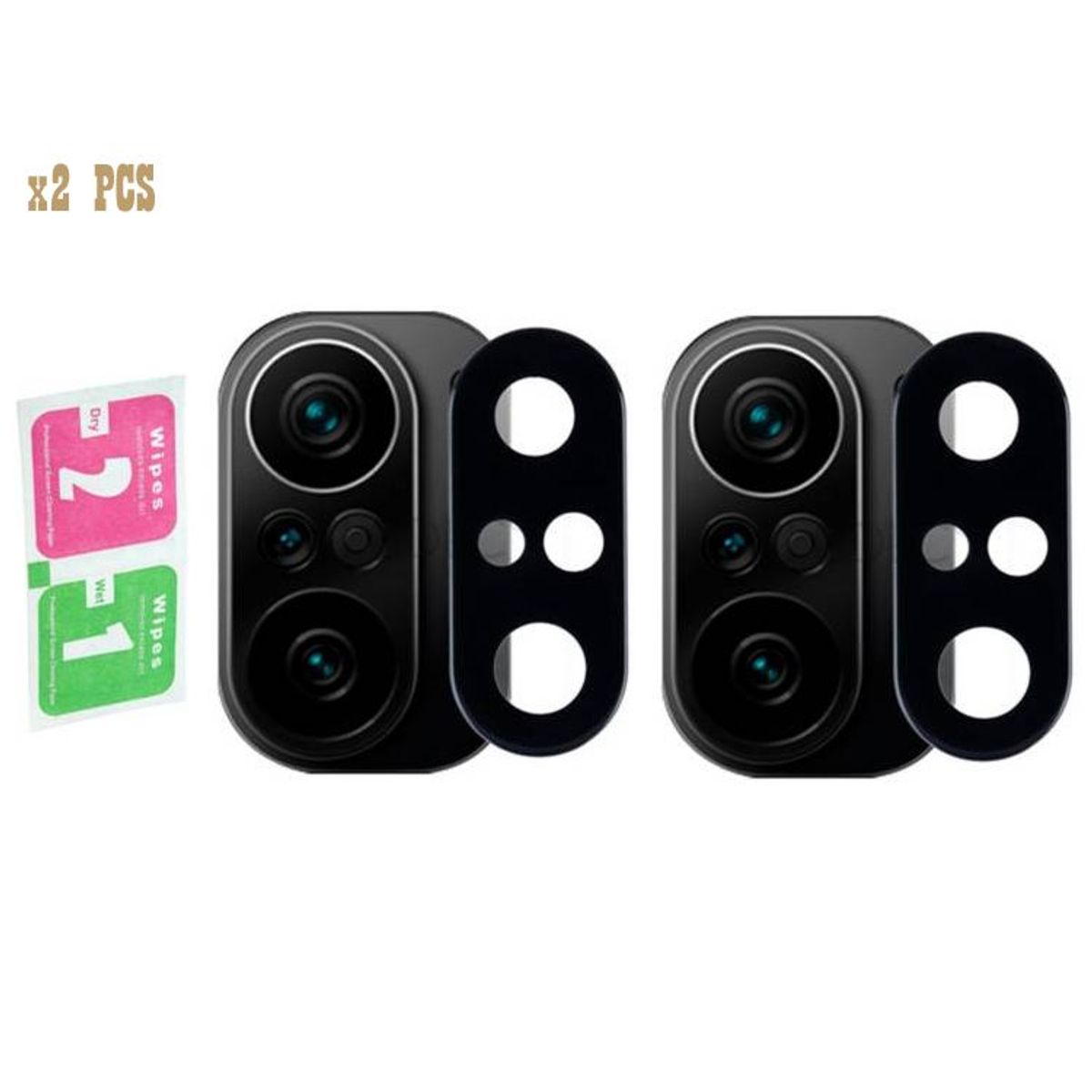 GENERICO - Pack X2 Protectores Lente de Cámara Xiaomi Poco F3 - Negro