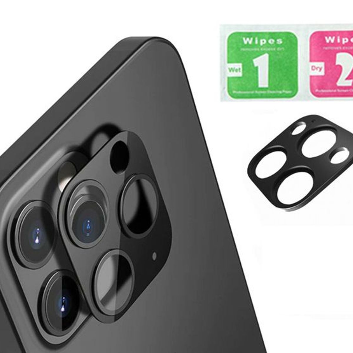 GENERICO - Vidrio Protector para Lente de Cámara iPhone 13 Pro - Negro