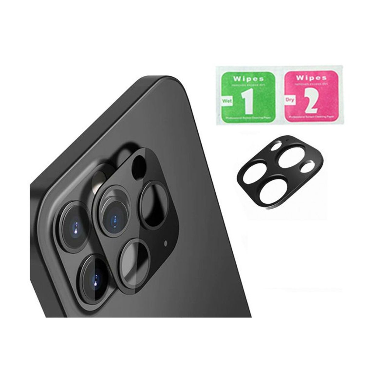 GENERICO - Vidrio Protector para Lente de Cámara iPhone 13 Pro - Negro