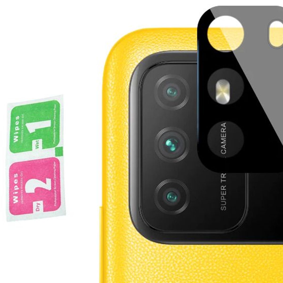 GENERICO - Vidrio Protector para Lente de Cámara Xiaomi Poco M3 - Negro