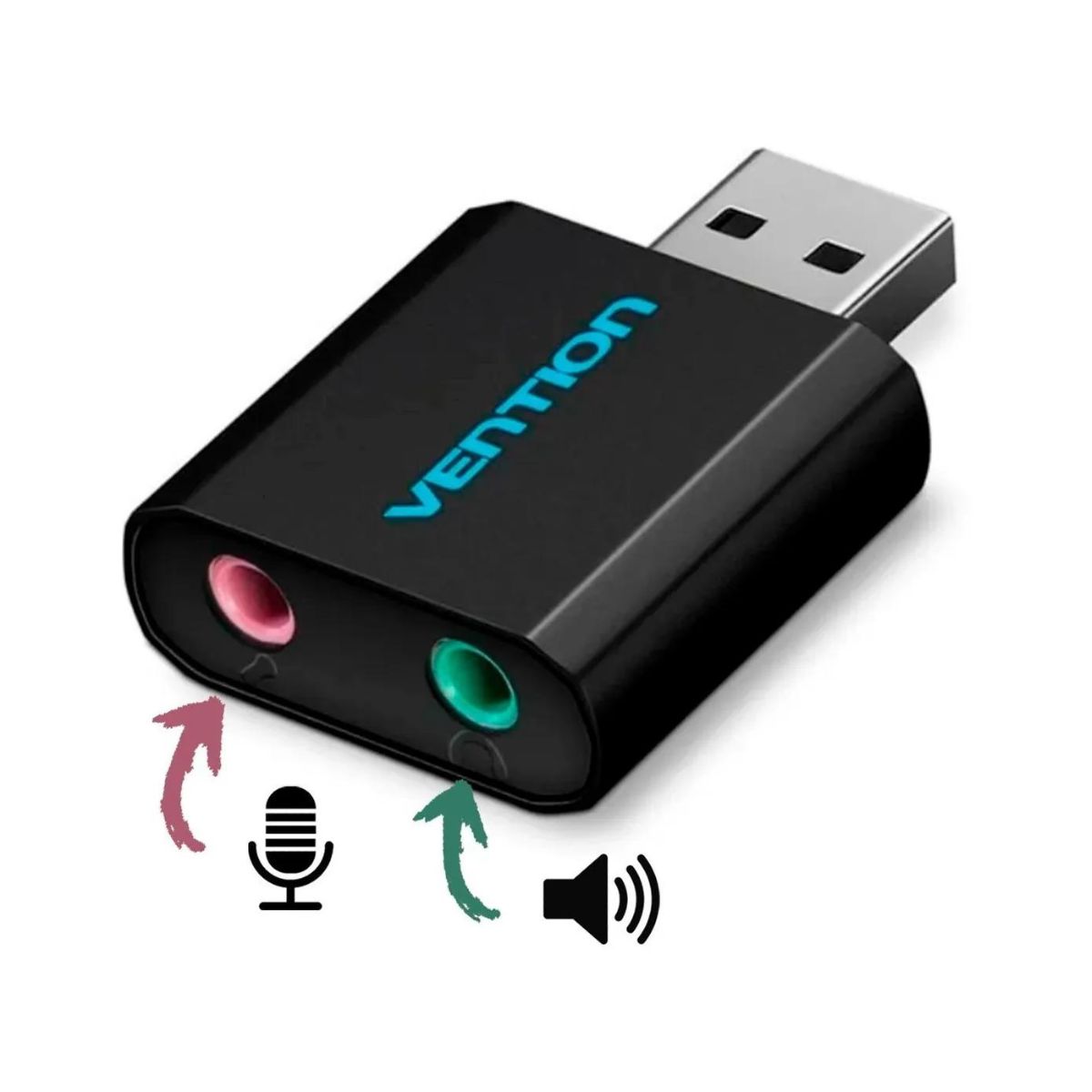 VENTION - Tarjeta Sonido Vention Usb Externa Adaptador Audio Microfono 3.5 mm