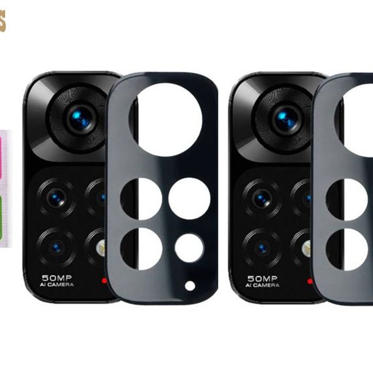 GENERICO - Pack X2 Micas para Lente de Cámara Xiaomi Redmi Note 11 - Negro