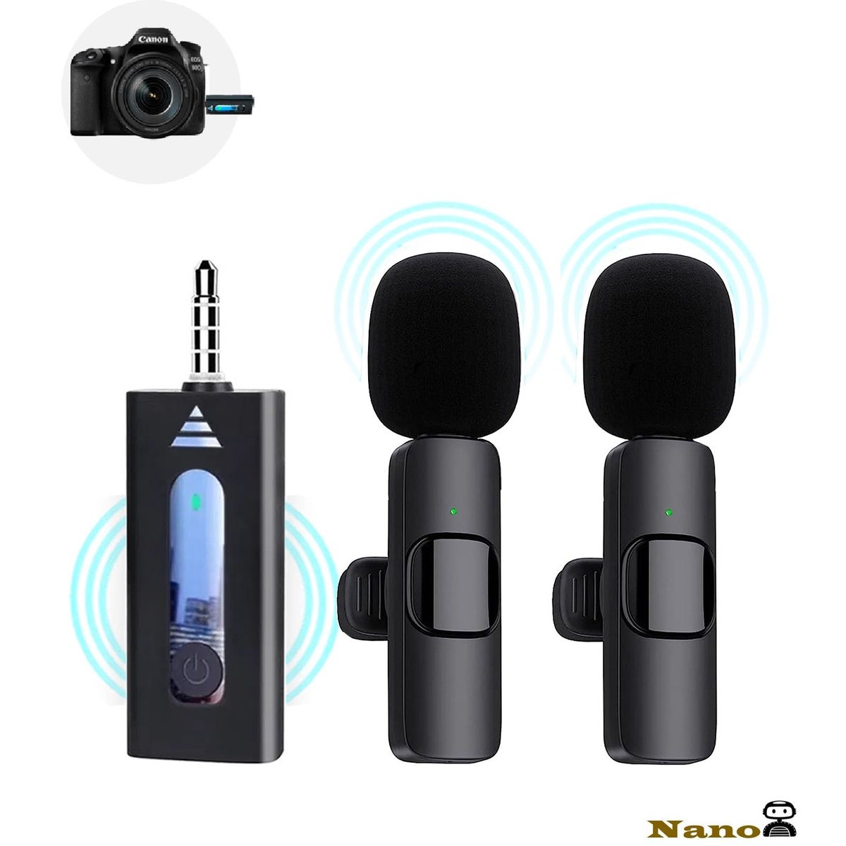 OEM - Micrófonos Inalámbricos solaperos 2 en 1 K35 para cámaras y equipos