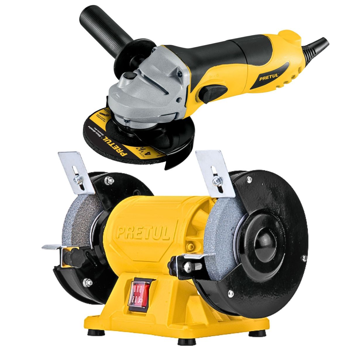 PRETUL - Combo Esmeril amoladora de banco Amoladora angular 700W 220V Pretul