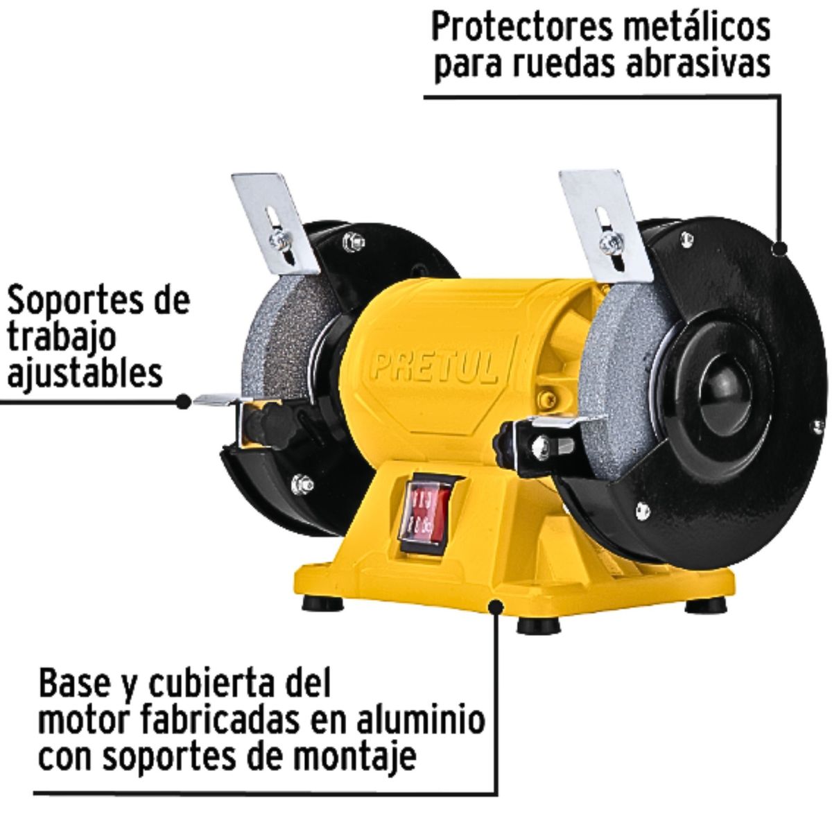 PRETUL - Combo Esmeril amoladora de banco Amoladora angular 700W 220V Pretul