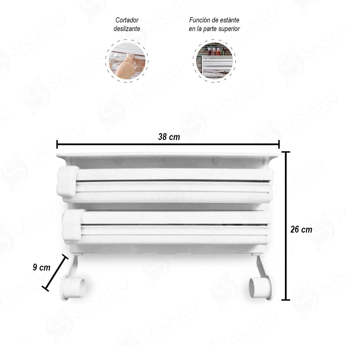 SASARU - Porta Papel Organizador Triple Rollo para Pared