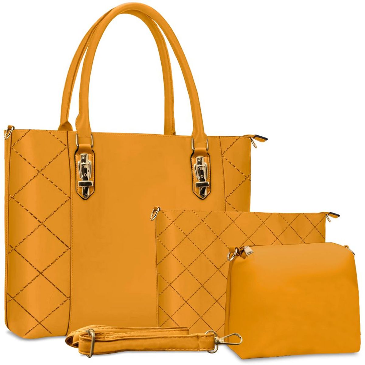 MINARI - Juego de Carteras Bolsos 3 Piezas Mostaza T30