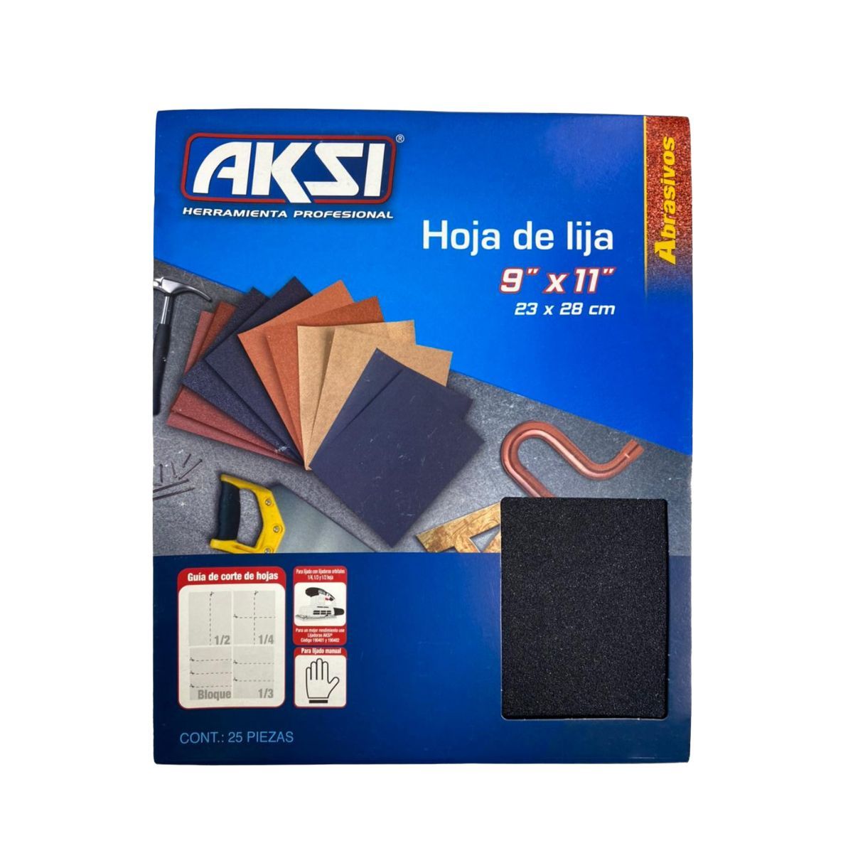 AKSI - Lija De Agua Aksi Grano/100 - 25 Piezas