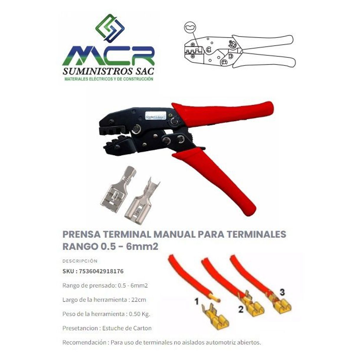 GENERICO - PRENSA TERMINAL MANUAL PARA TERMINAL FASTON Y NO AISLADO ABIERTO