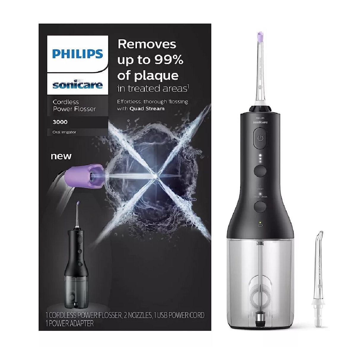 PHILIPS - Hilo Dental Eléctrico Philips Inalambrico Con 2 Boquillas