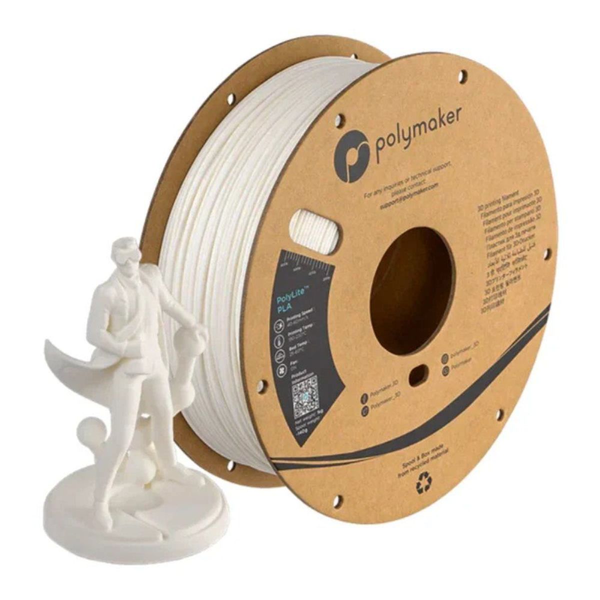POLYMAKER - Filamento PolyLite PLA Blanco 175mm 1Kg