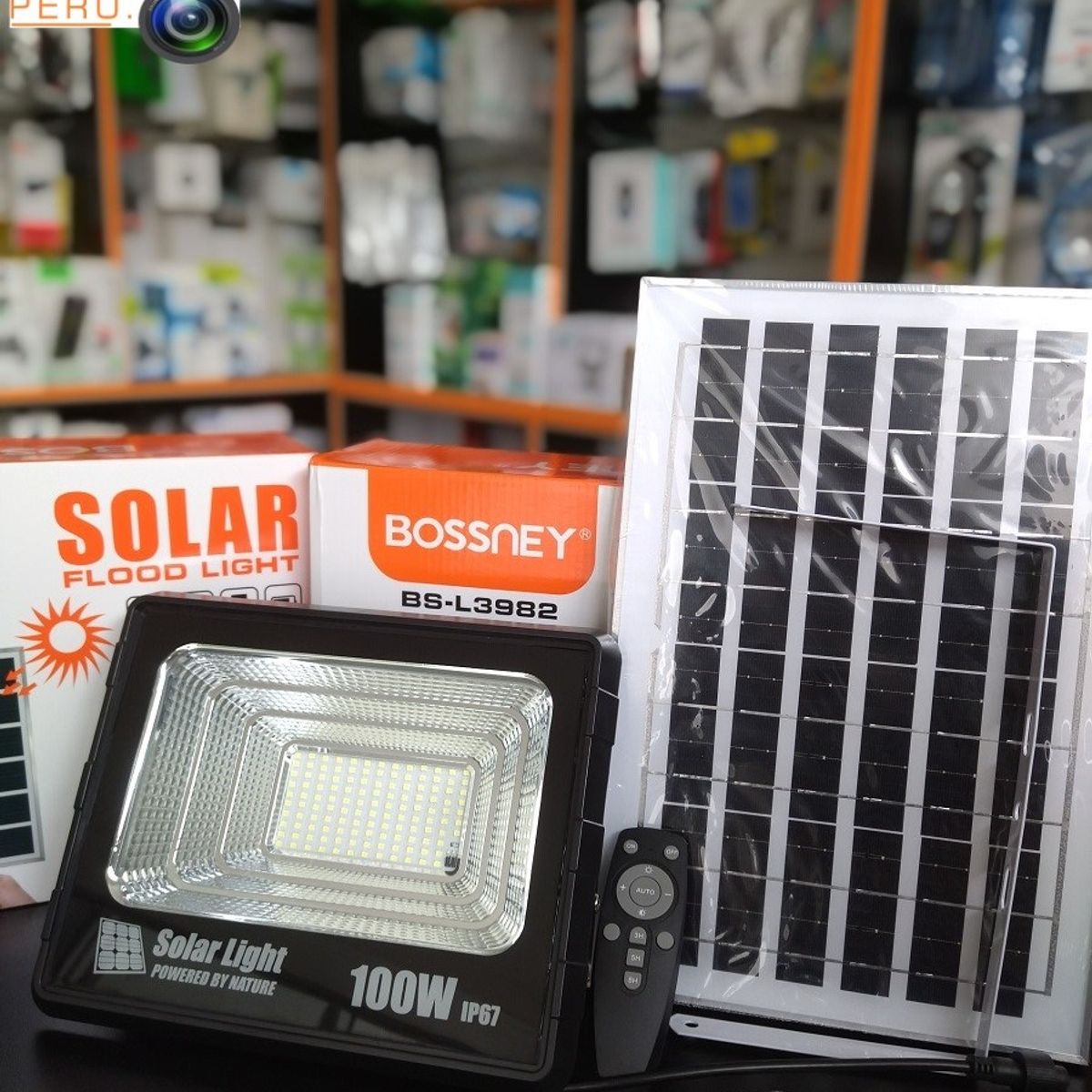OEM - Reflector Solar Led 100W - Con Sensor de luz y Autoencendido - Bossney
