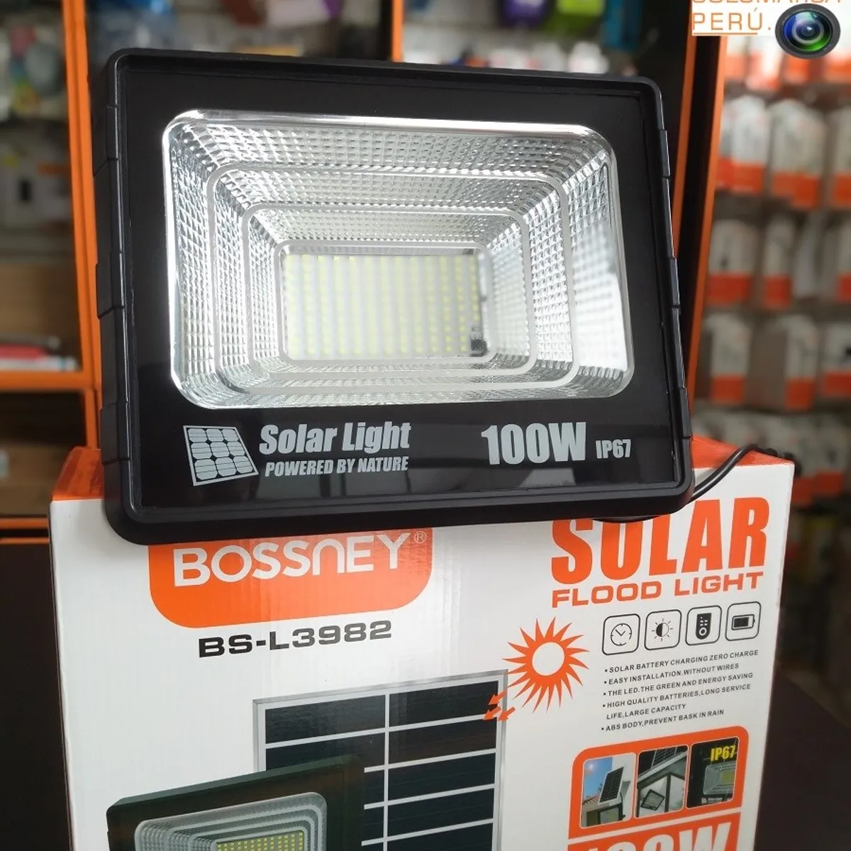 CUBULL - Lampara Solar Led 100W - Con Sensor de luz y Autoencendido - Bossney