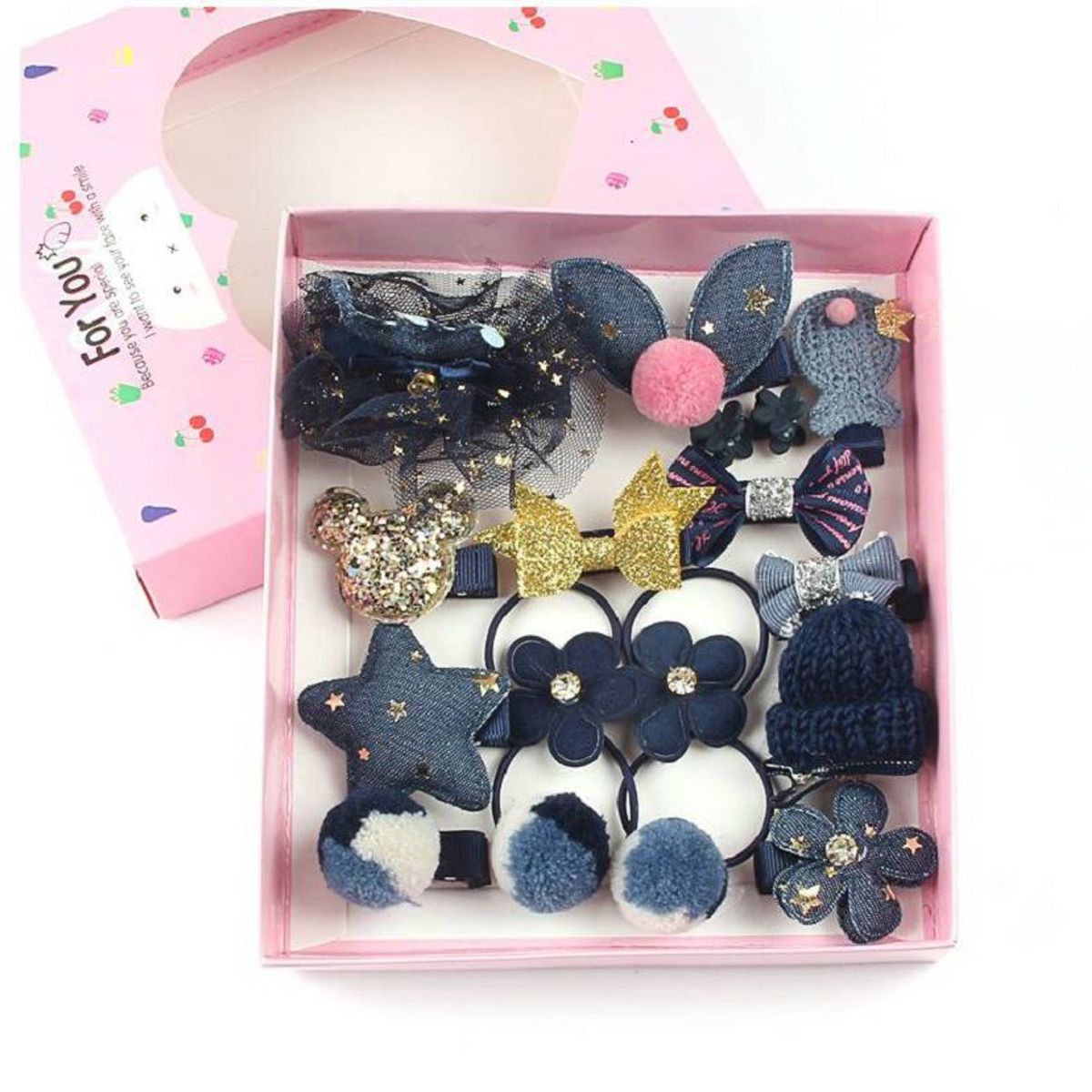 GENERICO - Accesorios para el Cabello Niña Happy 18 Pzs  Navy_.