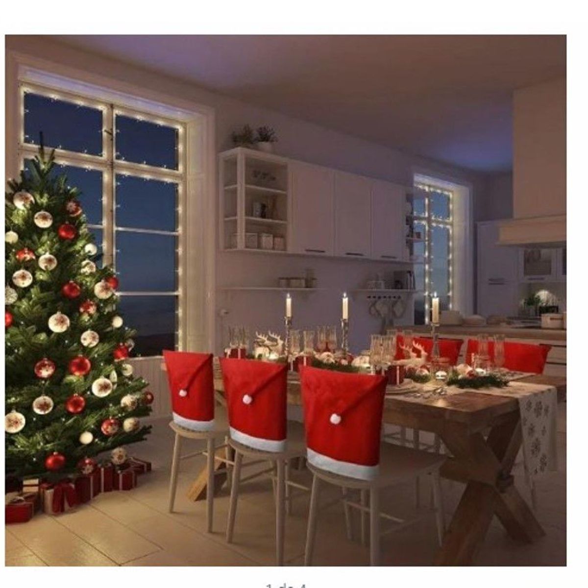 GENERICO - Fundas de Sillas  Navideñas Rojo de Calidad