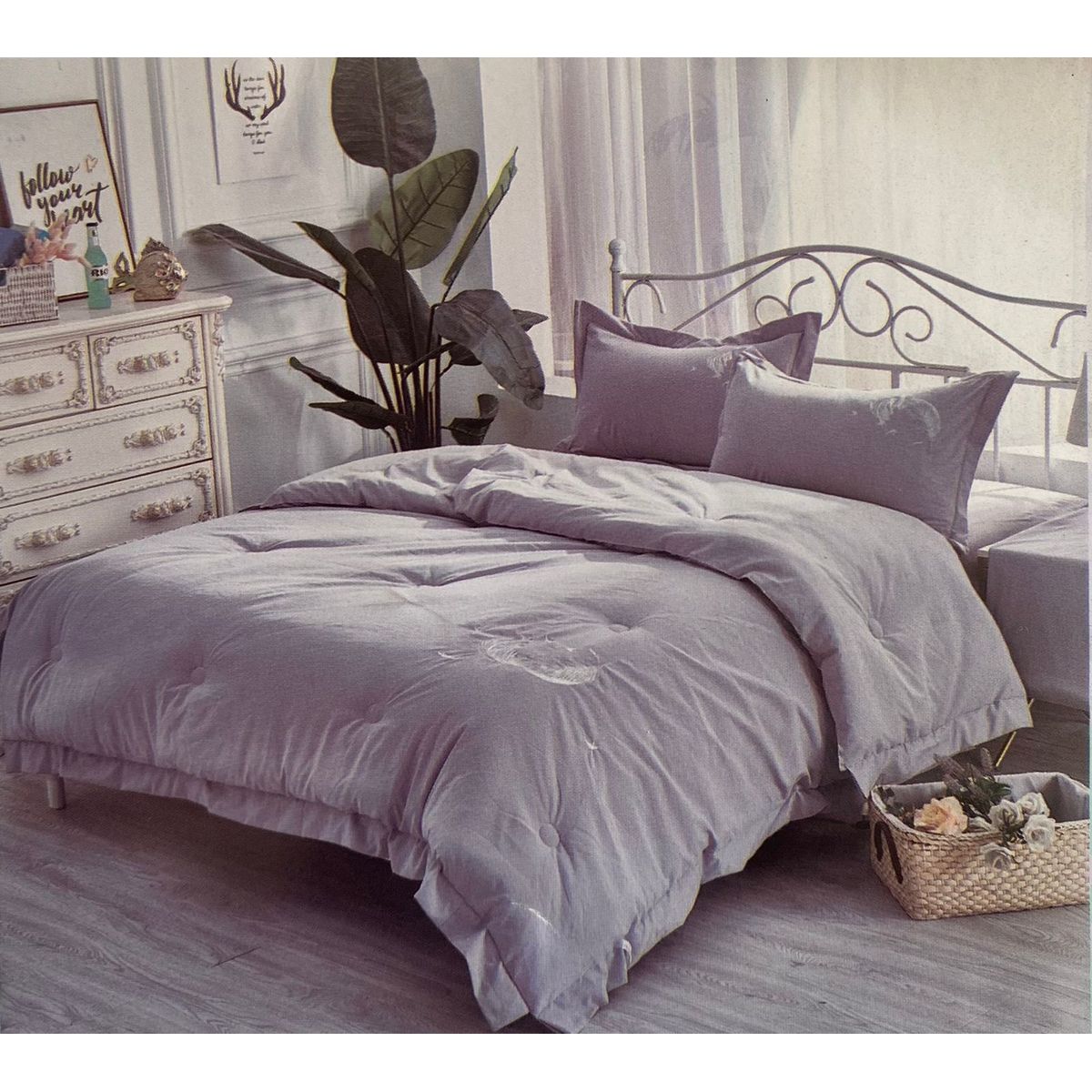 MINGDA - Set de Edredón 2 Pz + Sábanas + Funda  de 5 piezas