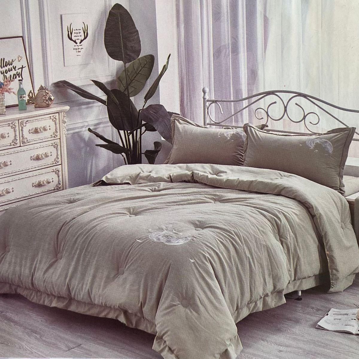 MINGDA - Set de Edredón 2 Pz + Sábanas + Funda  de 5 piezas