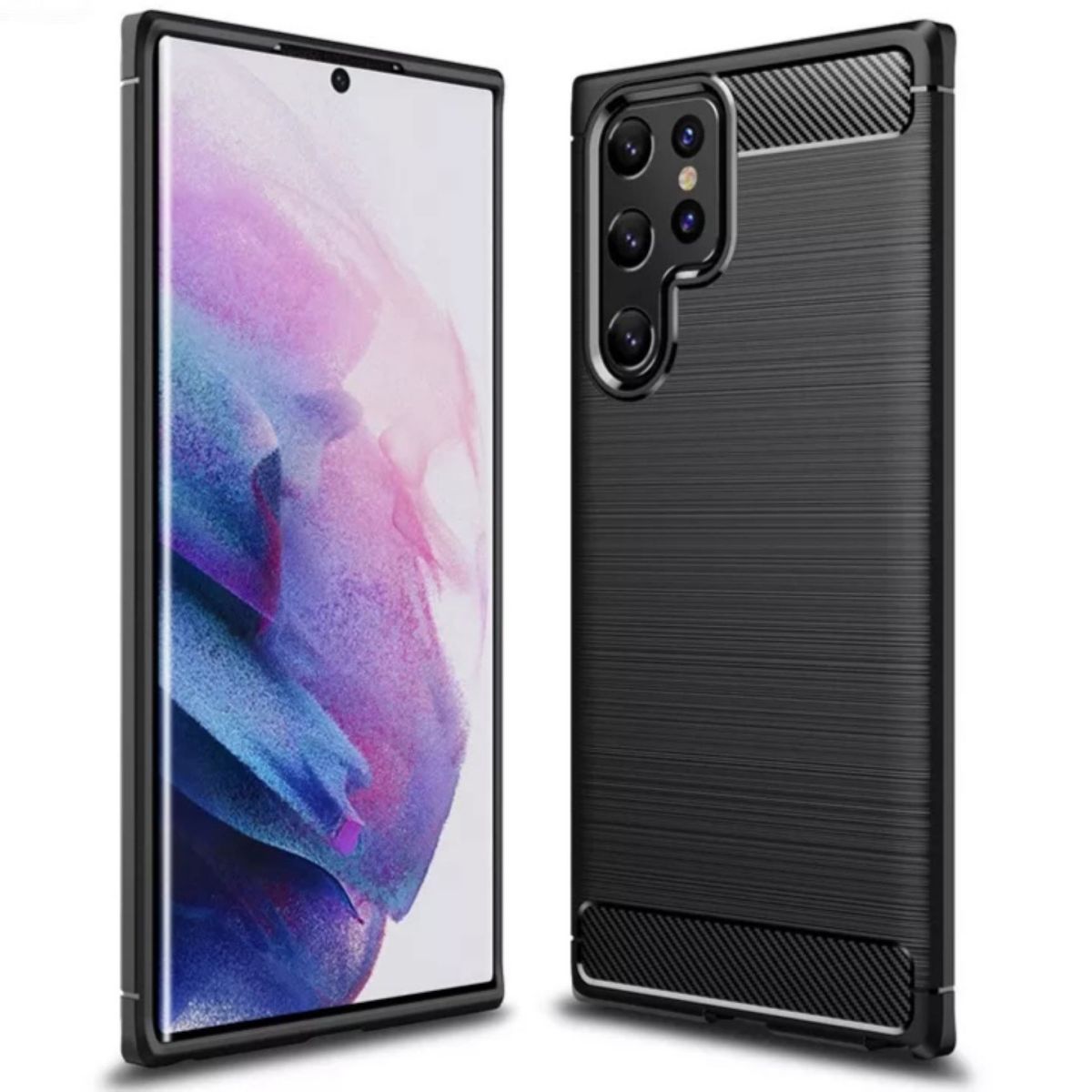GENERICO - Funda Bumper Samsung S23 Ultra Fibra de Carbono Cepillada