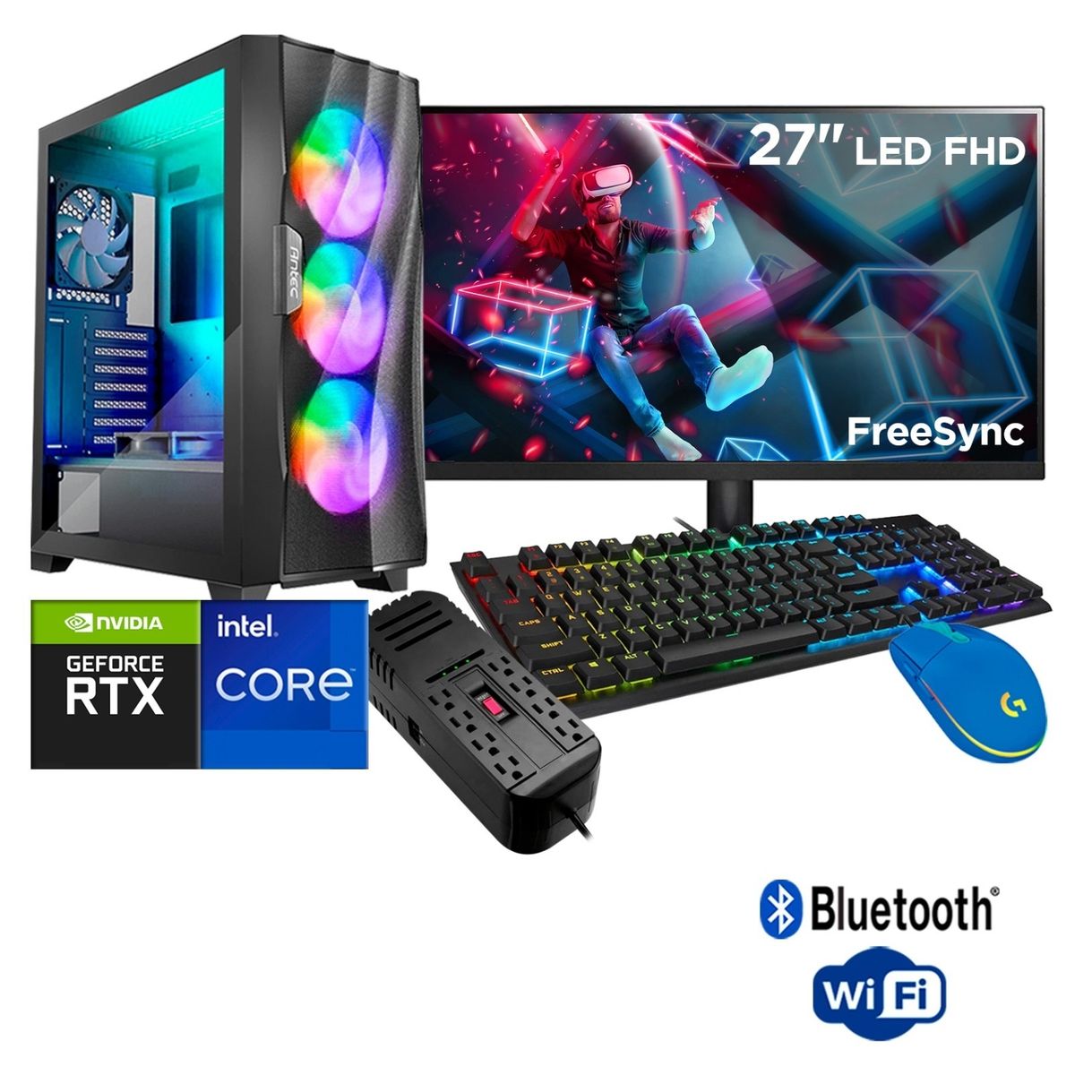 INTEL - Computadora Pc Gamer Core i5 12va Gen Ram 16GB SSD 500GB VIDEO RTX 3050 8GB MONITOR 27